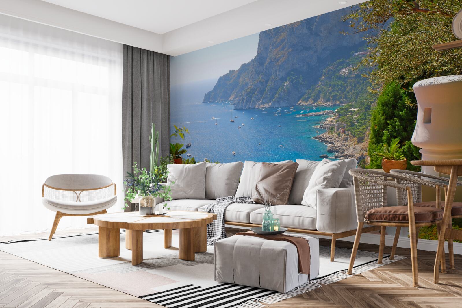 Fototapeta terasa má balkón a výhľad na oceán