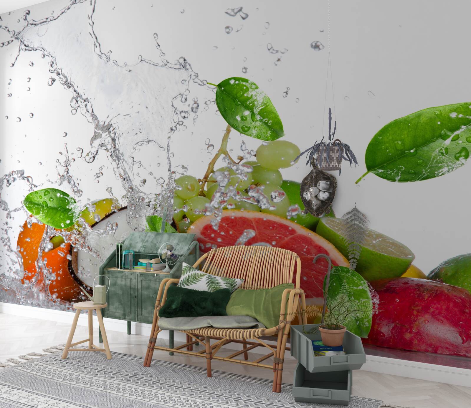 Fototapeta sezónne ovocie a kokosová voda