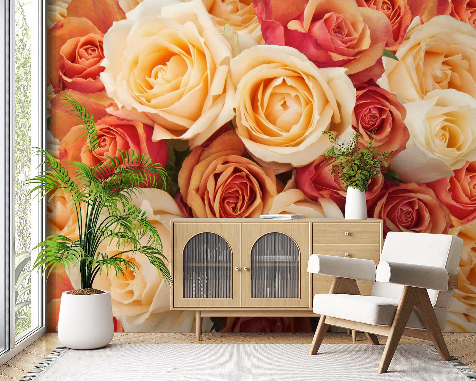 Fototapeta ruže s príjemnými farbami pre svetlé a brokátové tóny