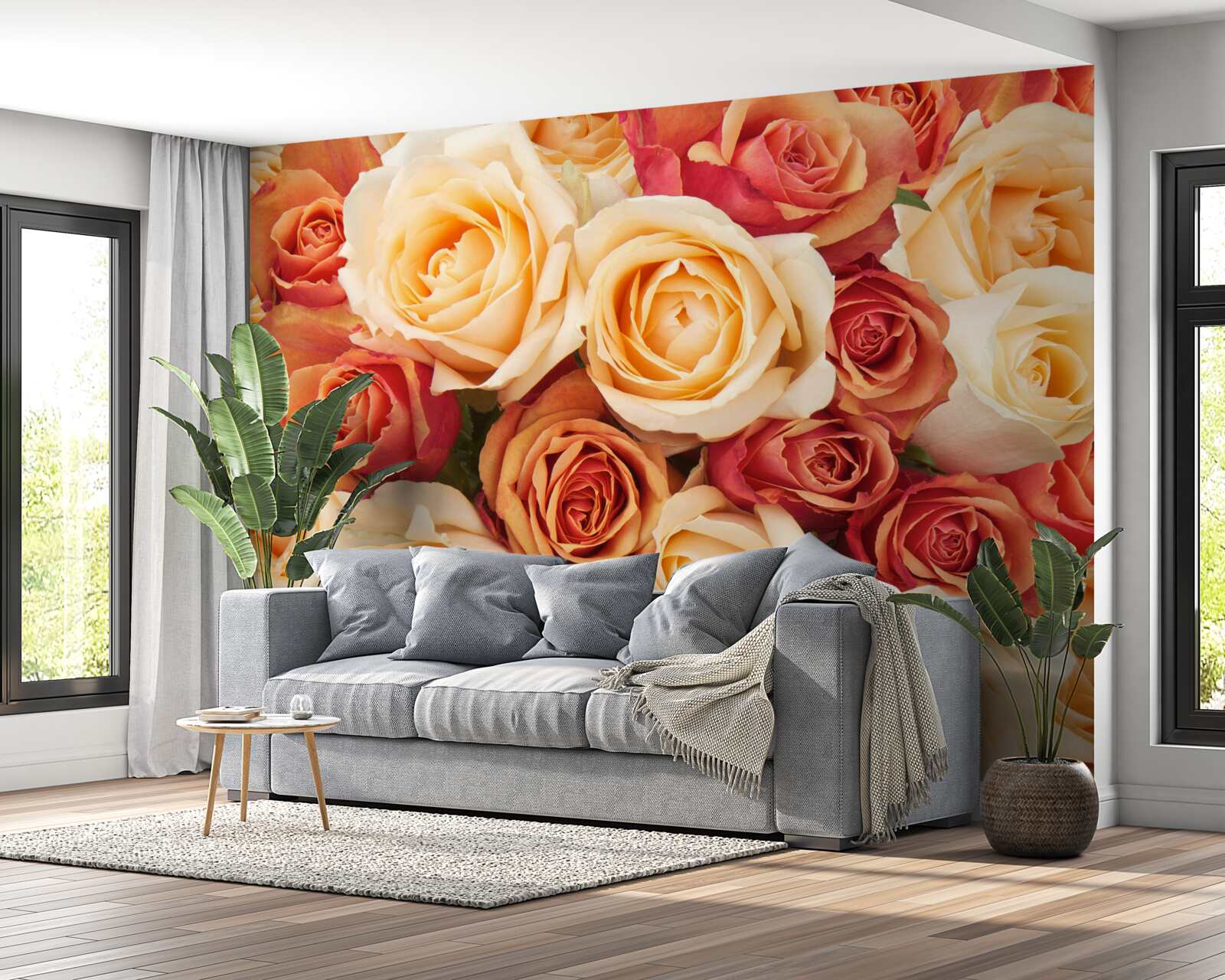 Fototapeta ruže s príjemnými farbami pre svetlé a brokátové tóny