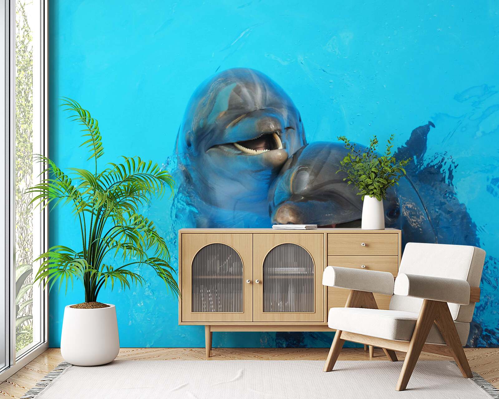 Fototapeta dva usmievavé delfíny