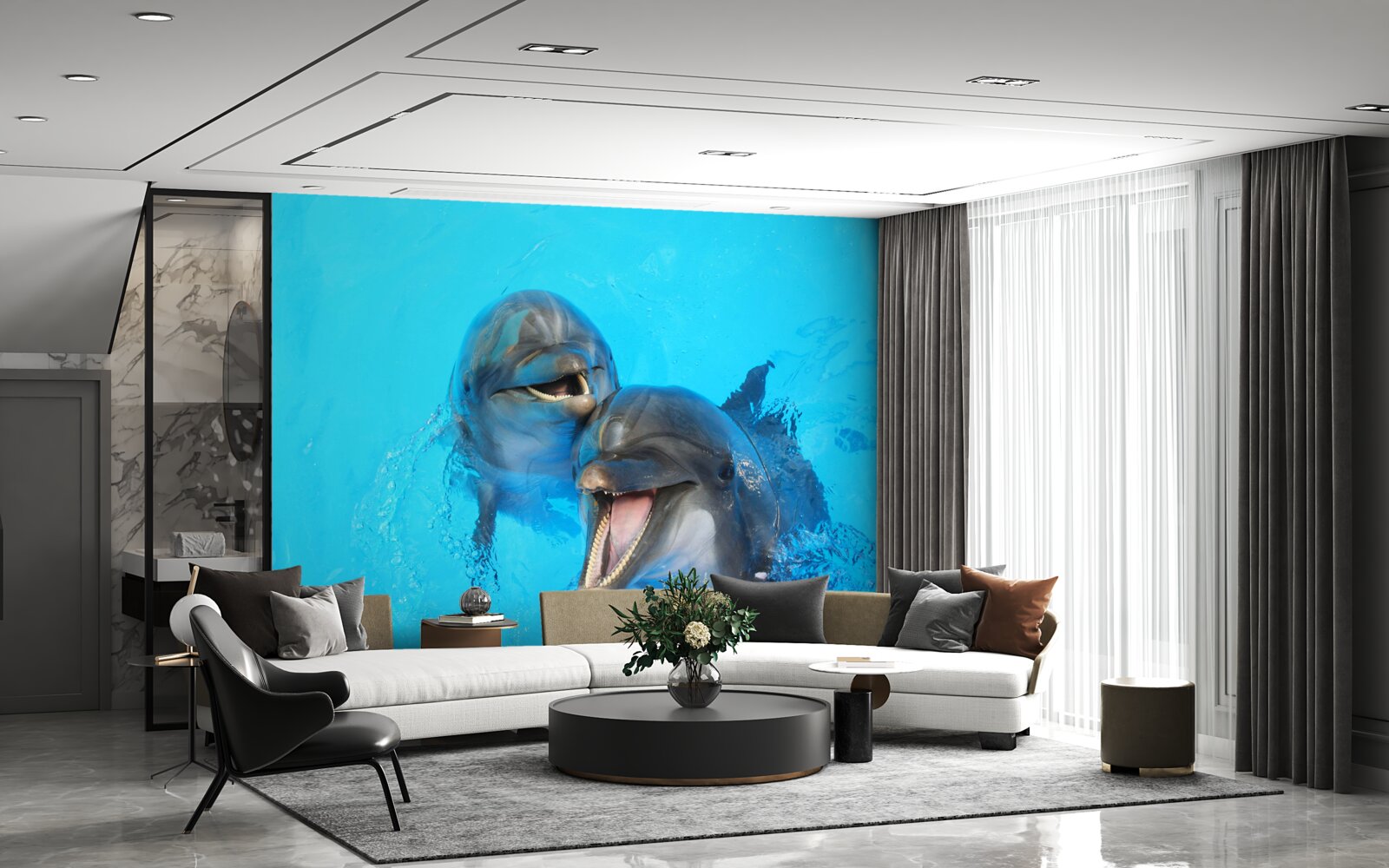 Fototapeta dva usmievavé delfíny