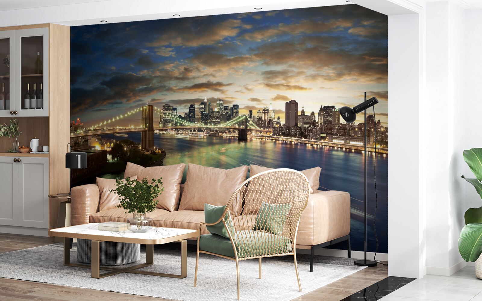 Fototapeta nočné osvetlenie new yorku na brehu vody