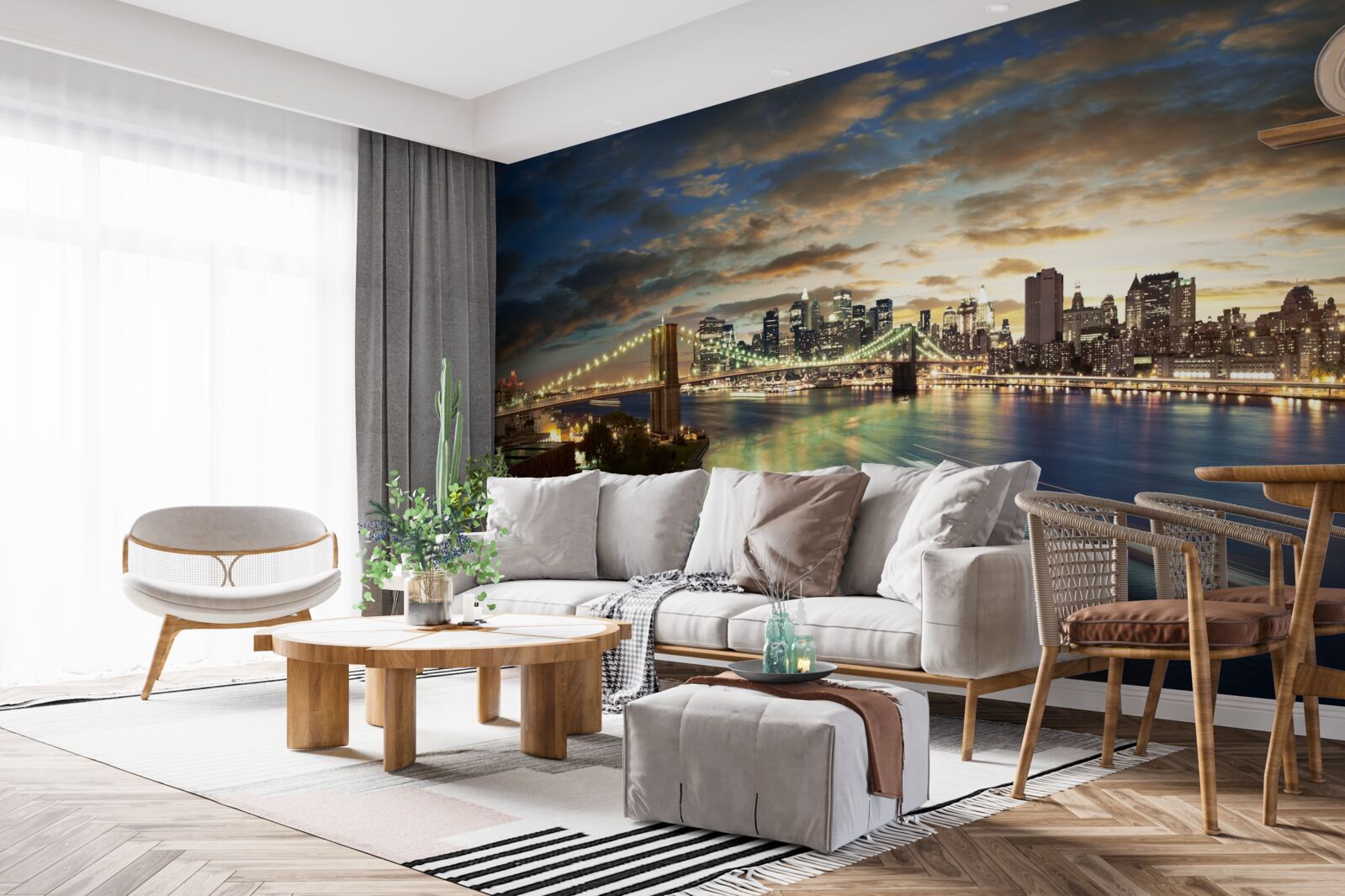 Fototapeta nočné osvetlenie new yorku na brehu vody