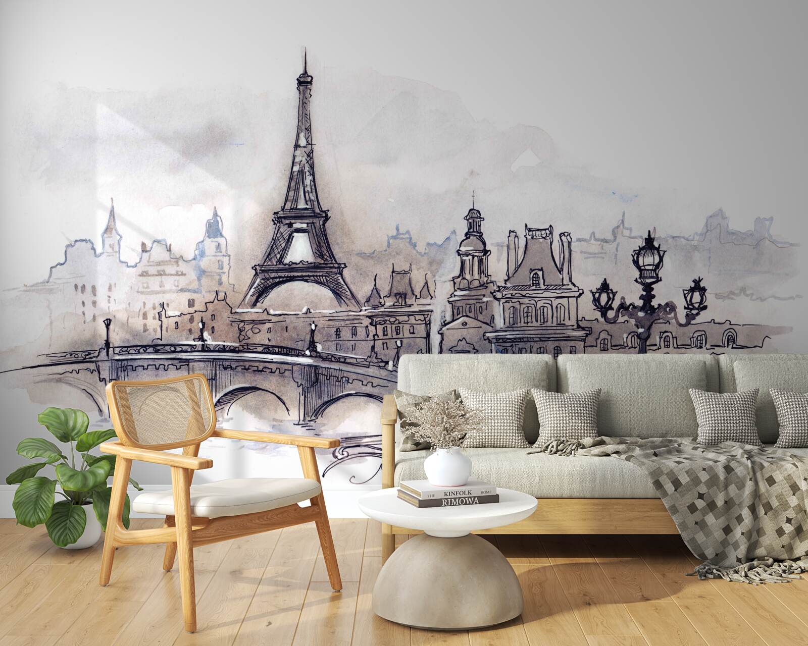 Fototapeta Eiffelova veža a architektonická skice ceruzkou