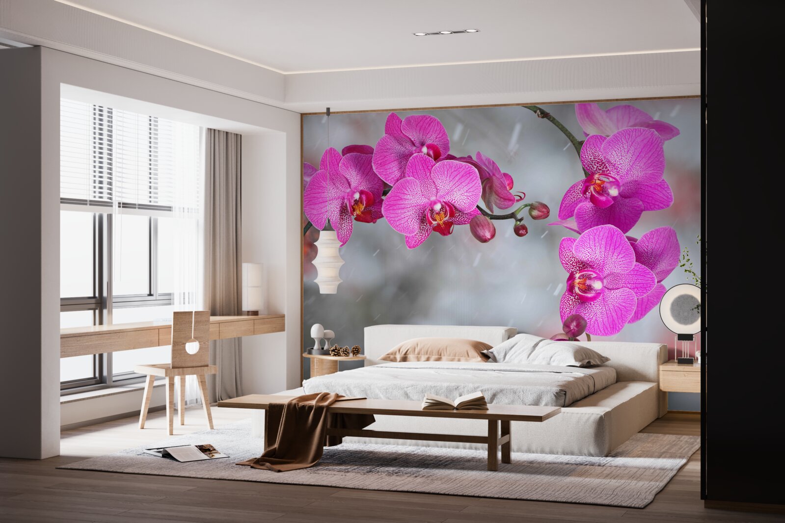 Fototapeta ružová orchidea kvitnú v daždi