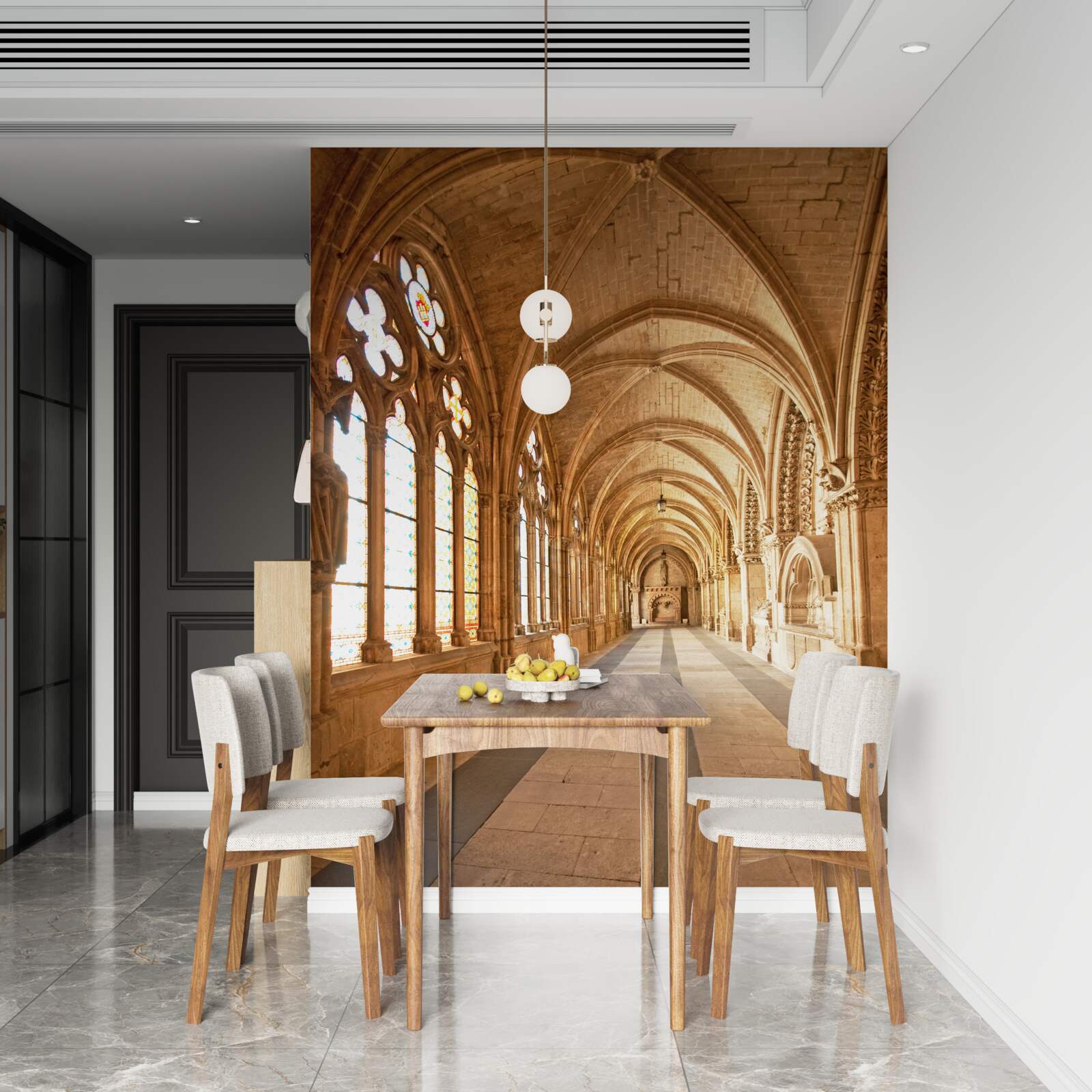 Fototapeta staré kamenné steny so sklenenými oknami