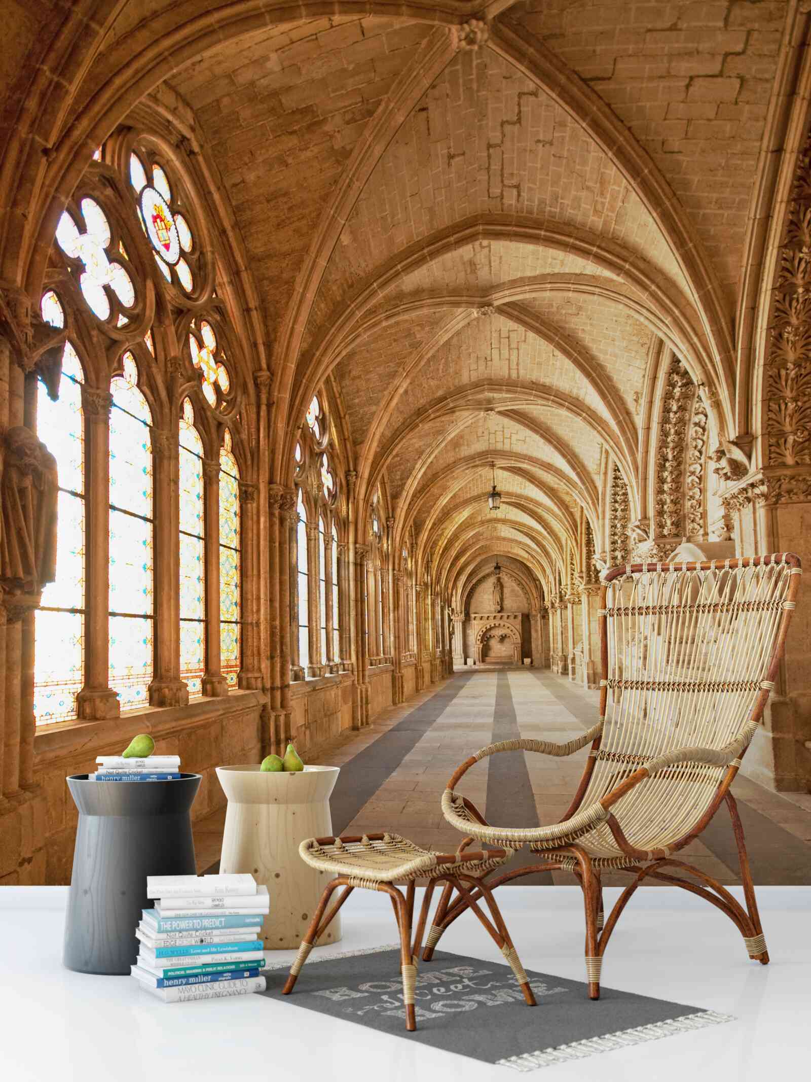 Fototapeta staré kamenné steny so sklenenými oknami