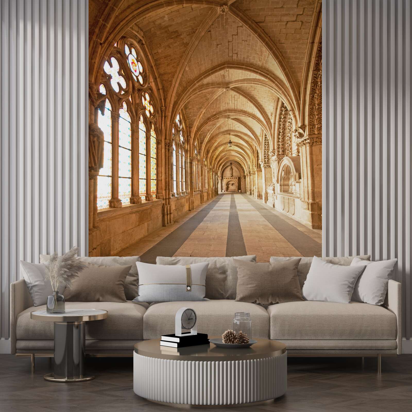 Fototapeta staré kamenné steny so sklenenými oknami