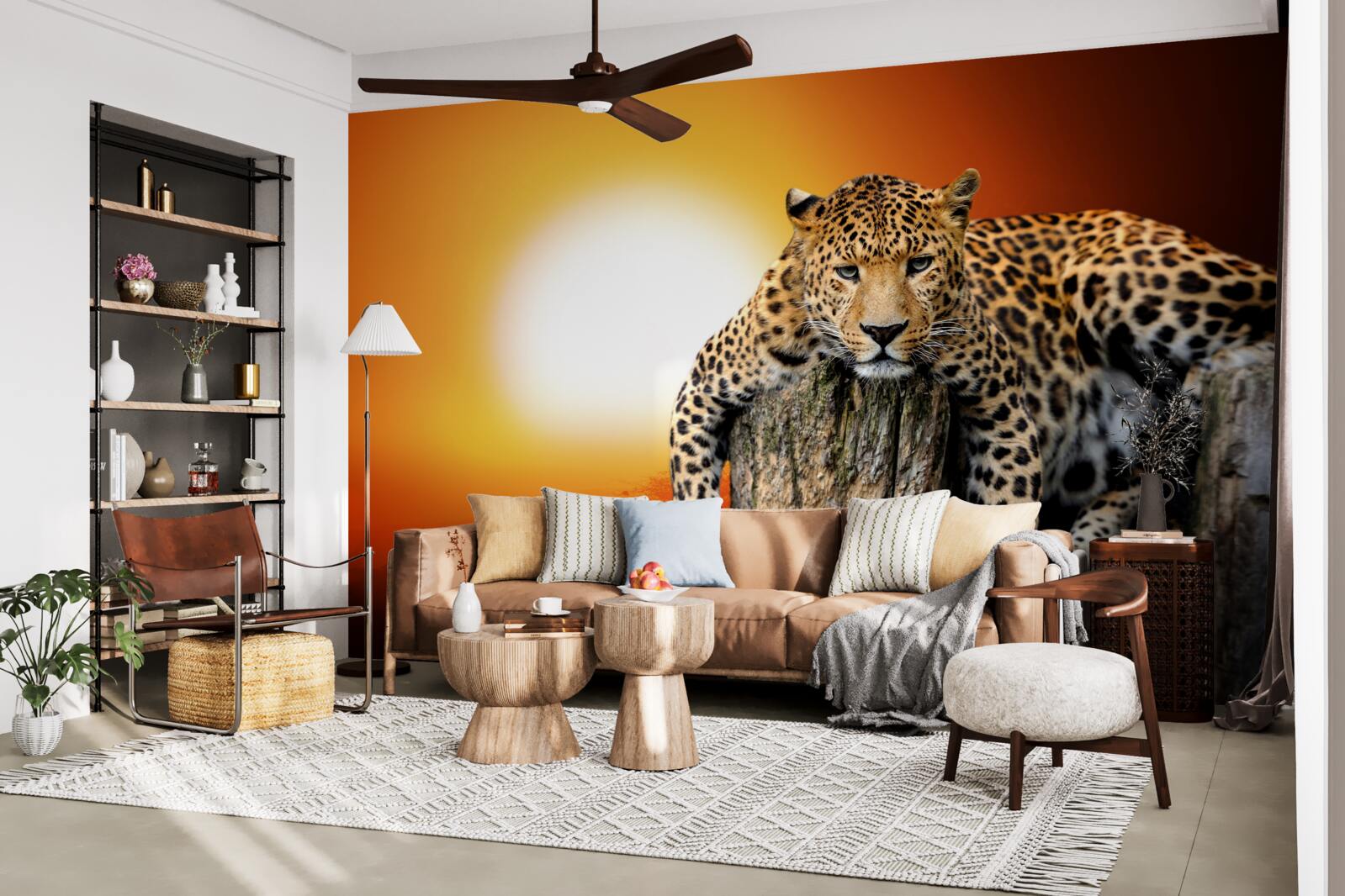 Fototapeta leopard si užíva západ slnka