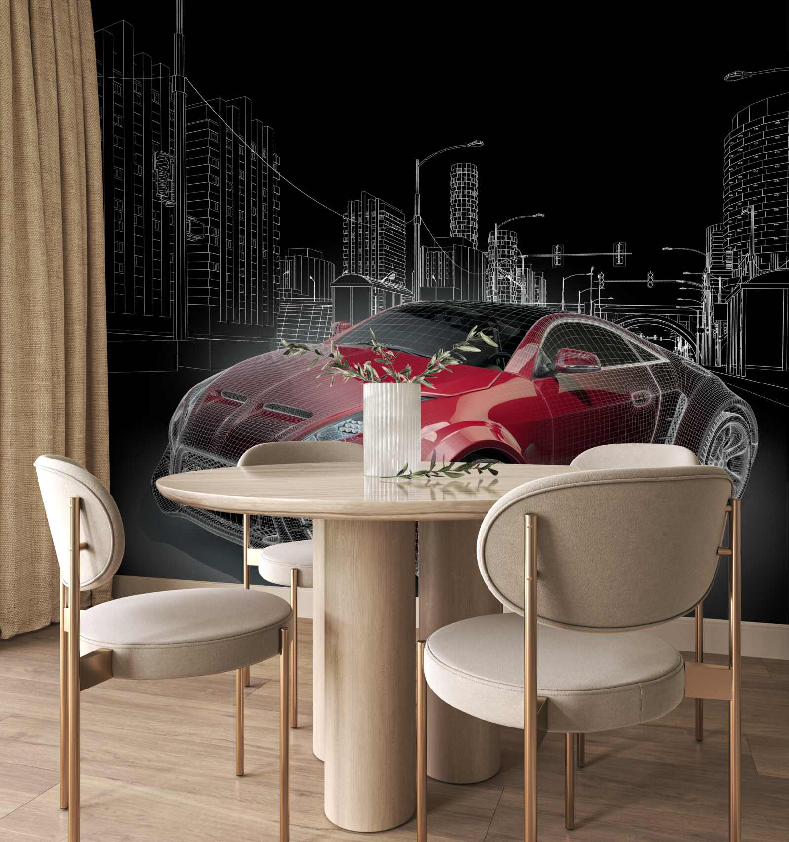 Fototapeta Kresba ukazuje červené športové auto