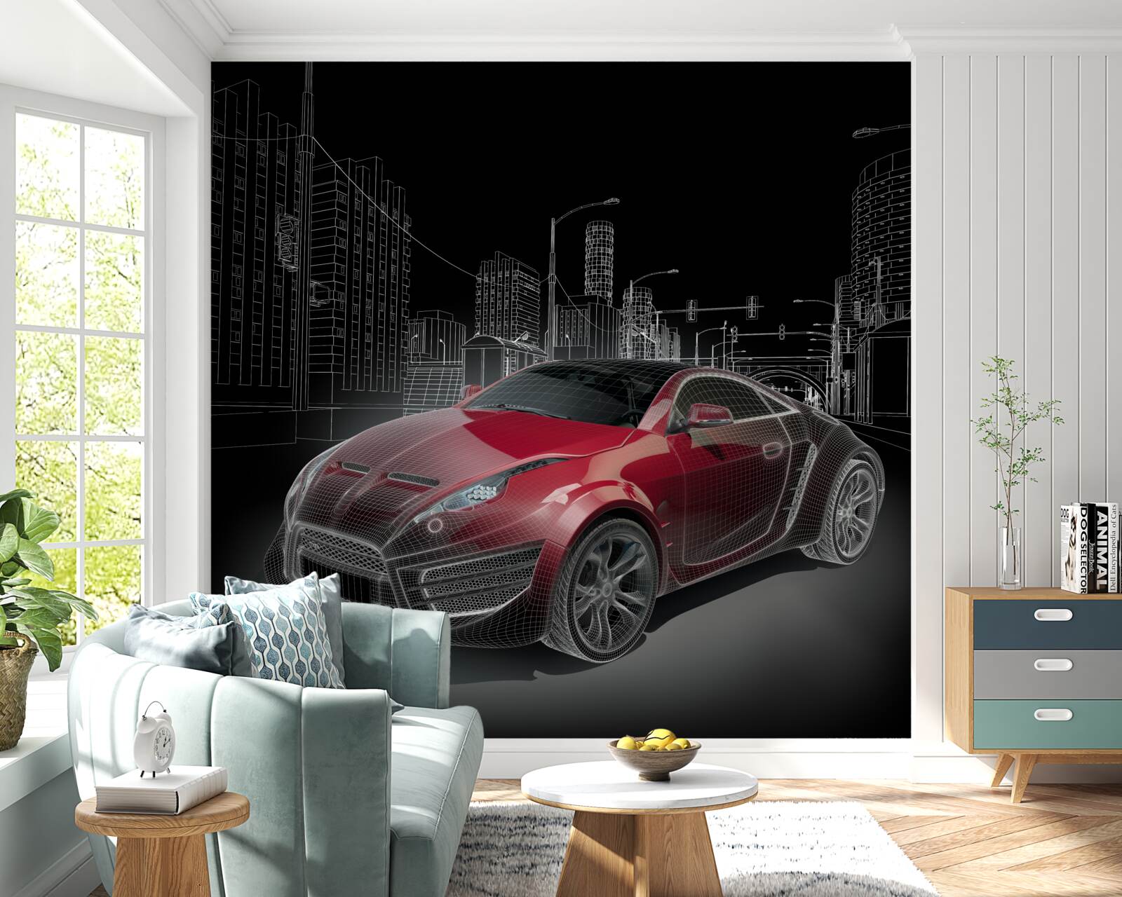 Fototapeta Kresba ukazuje červené športové auto