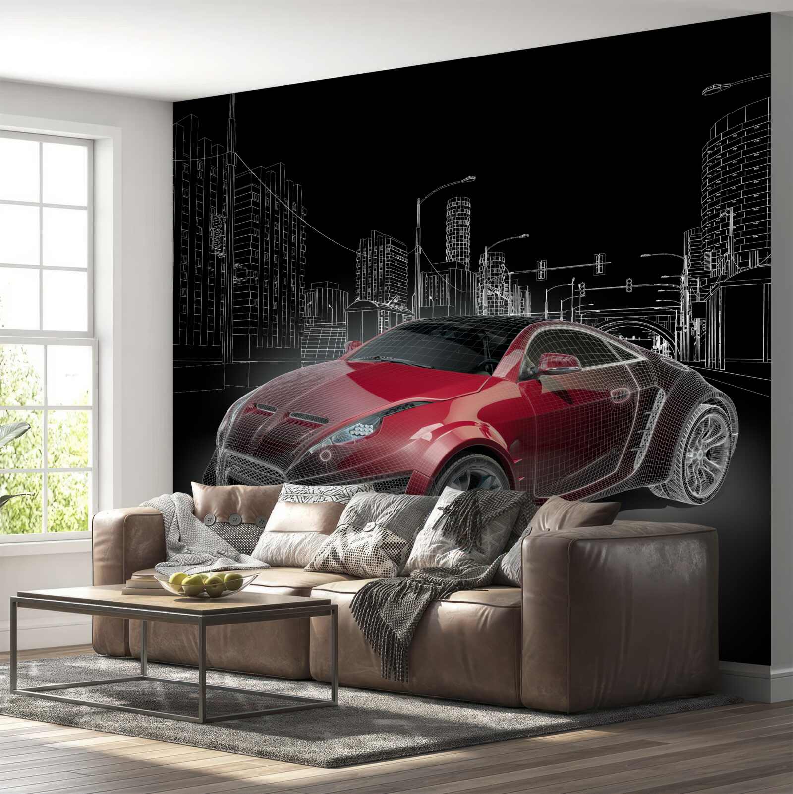 Fototapeta Kresba ukazuje červené športové auto