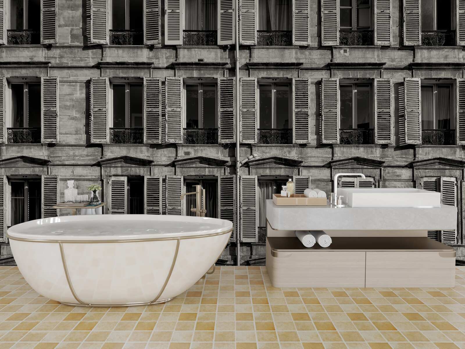 Fototapeta okenné prieduchy v čiernobielej bledej