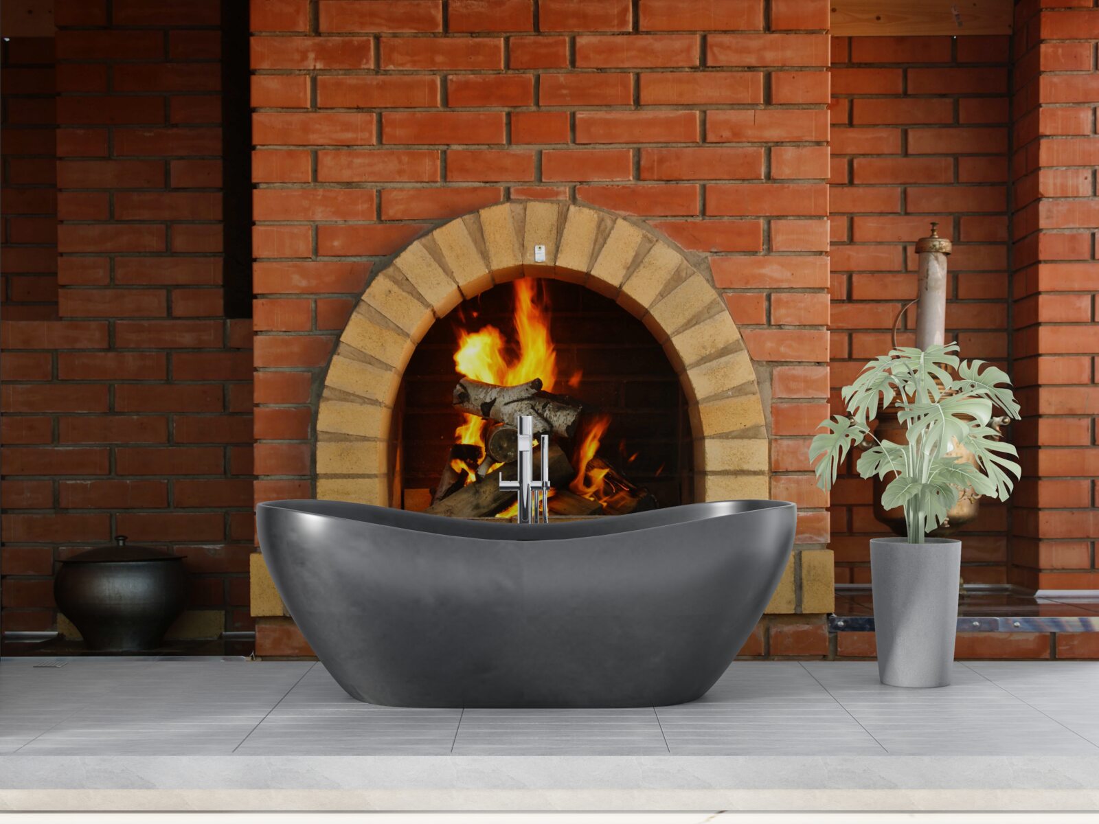 Fototapeta sporák-krb s kuchynským riadom