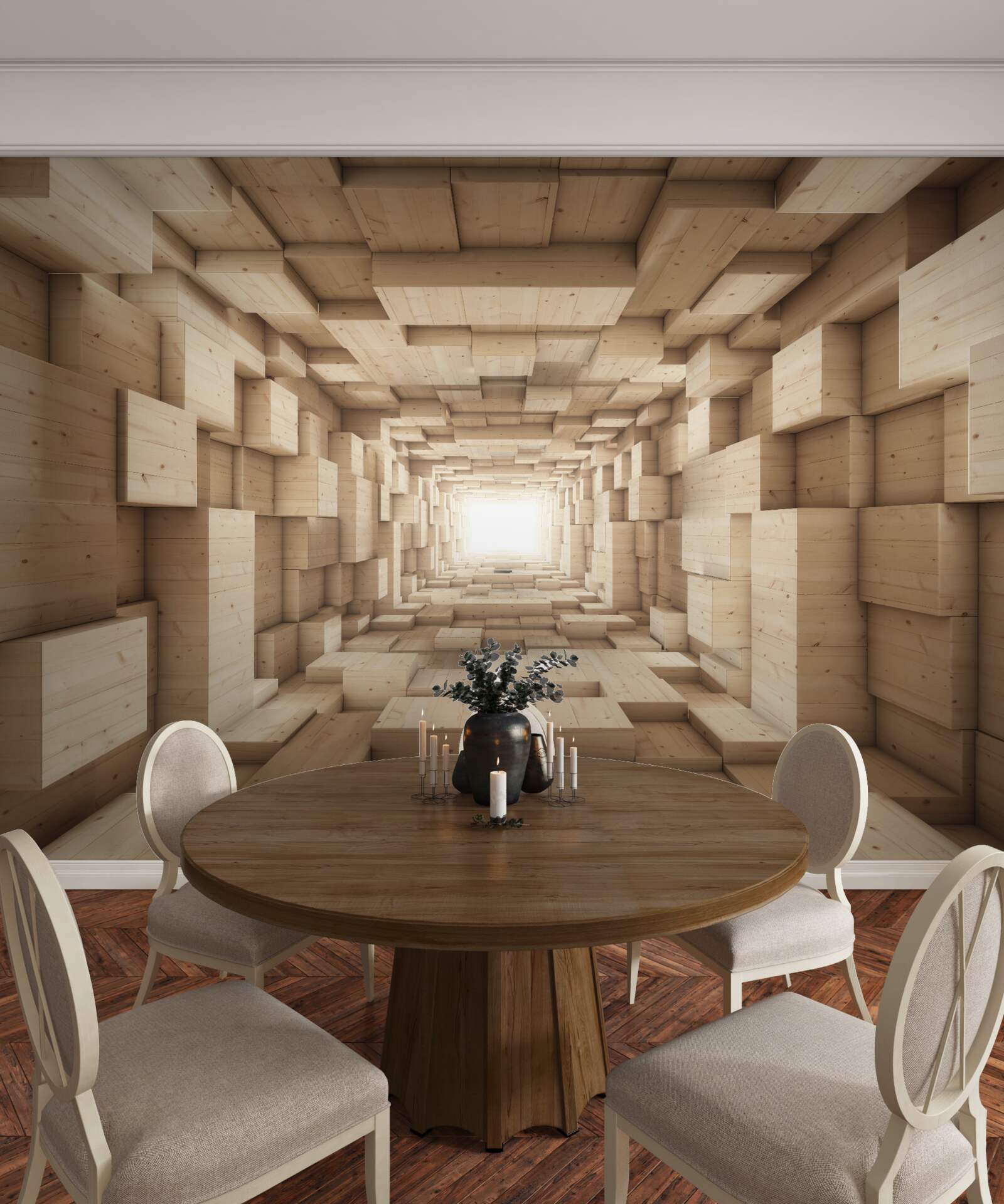 Fototapeta chádzajúci tunel, málo v odtieňoch hnedej