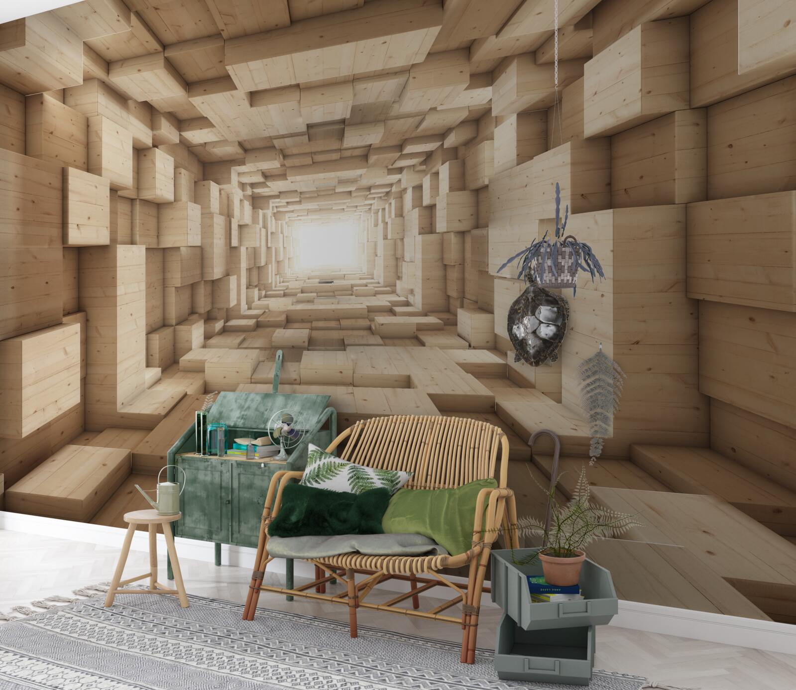 Fototapeta chádzajúci tunel, málo v odtieňoch hnedej