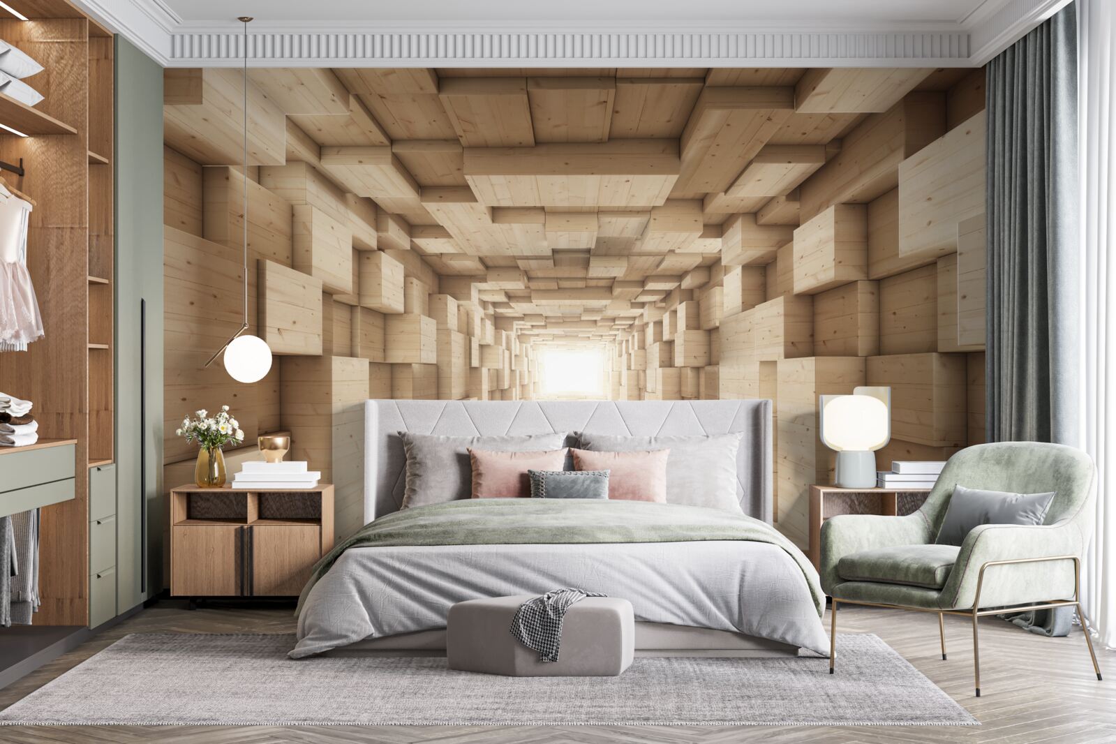 Fototapeta chádzajúci tunel, málo v odtieňoch hnedej