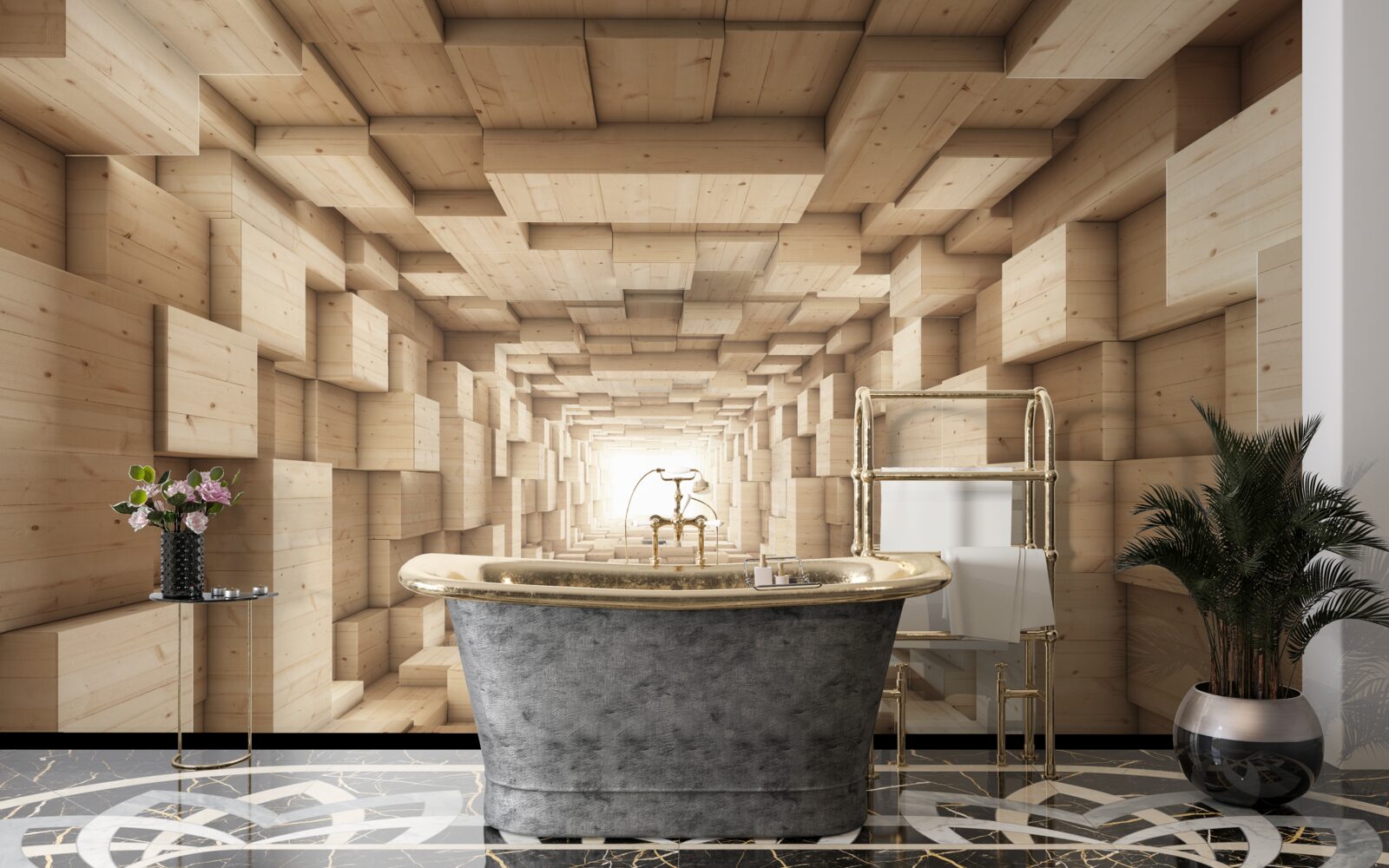 Fototapeta chádzajúci tunel, málo v odtieňoch hnedej