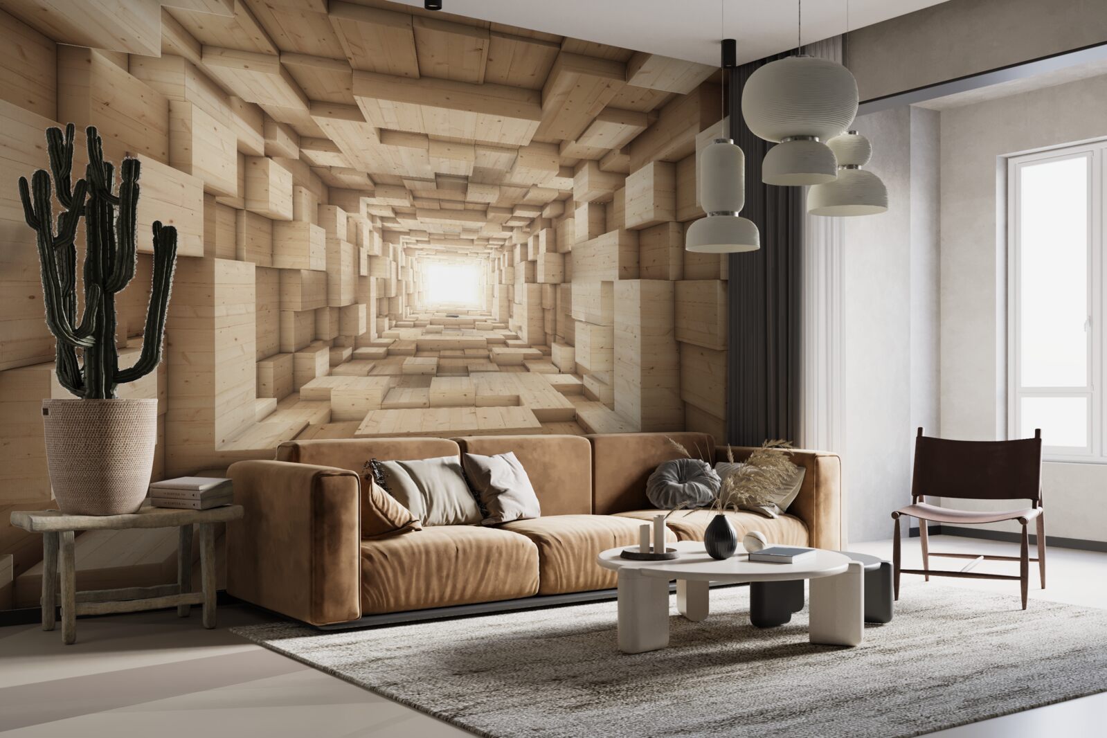 Fototapeta chádzajúci tunel, málo v odtieňoch hnedej