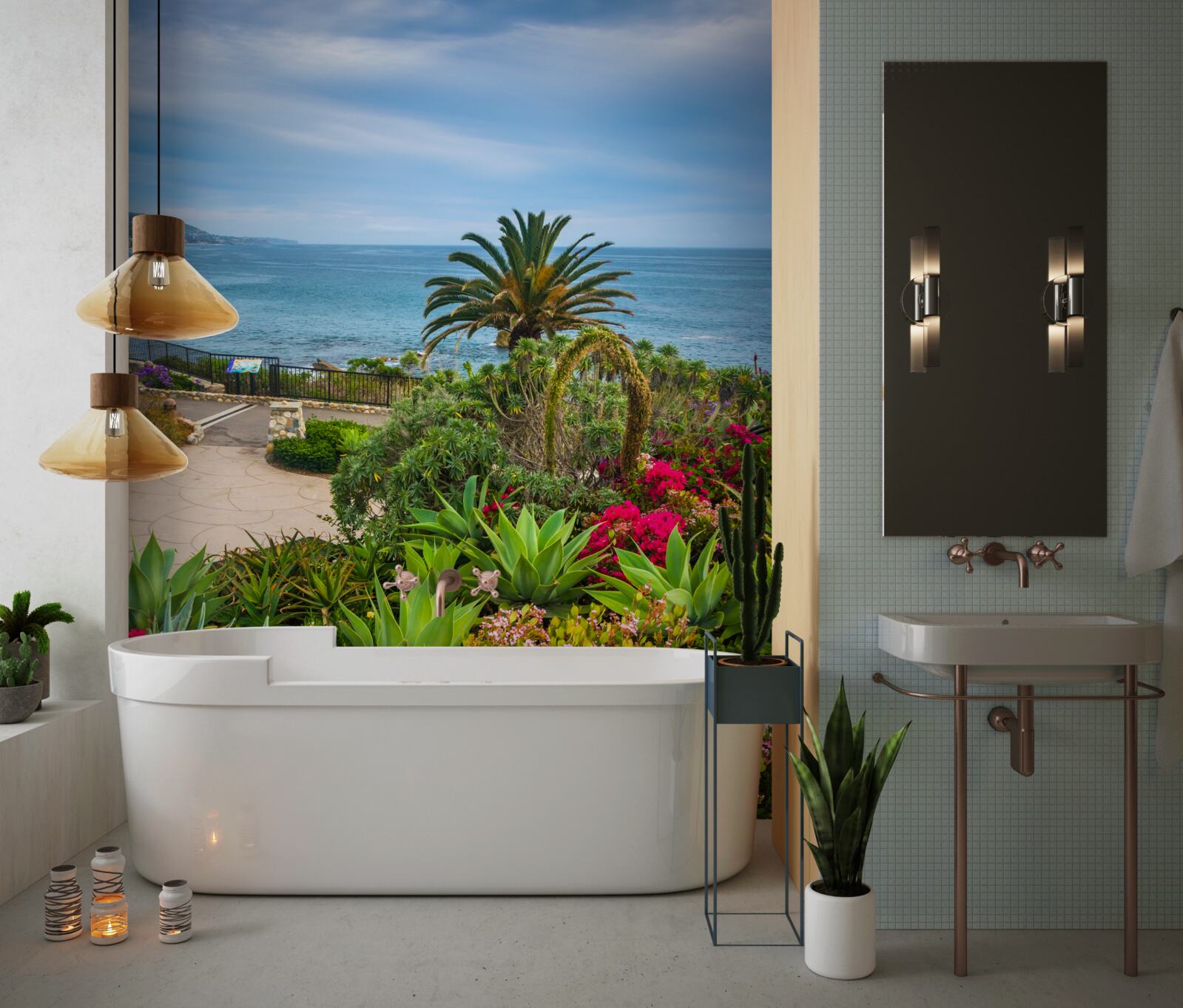 Fototapeta zeleň rastie v blízkosti oceánu