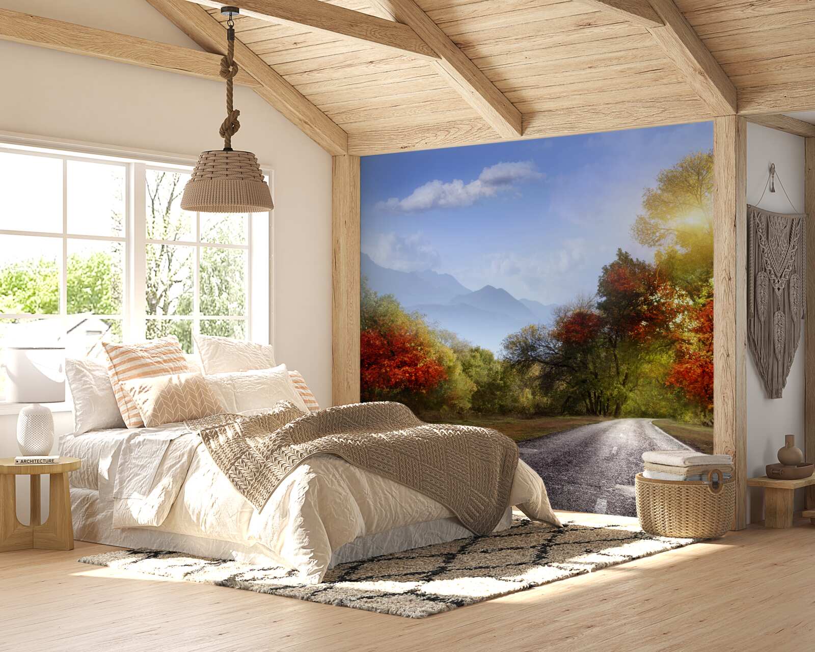 Fototapeta jesenná lesná cesta v daždi