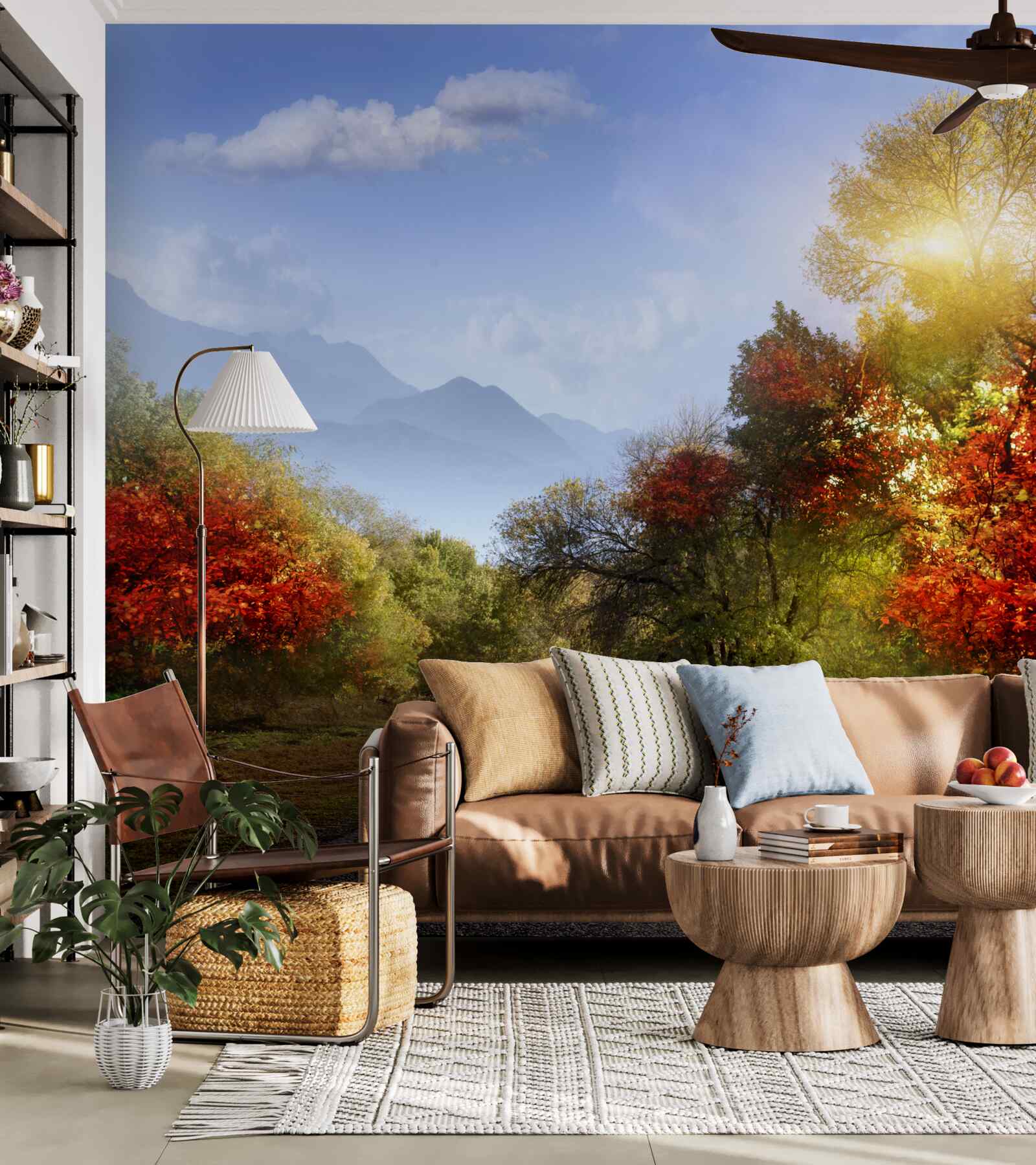 Fototapeta jesenná lesná cesta v daždi