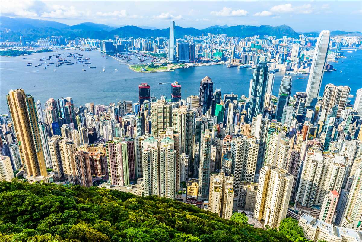 Fototapeta mrakodrapy v šanghaji počas letného dňa