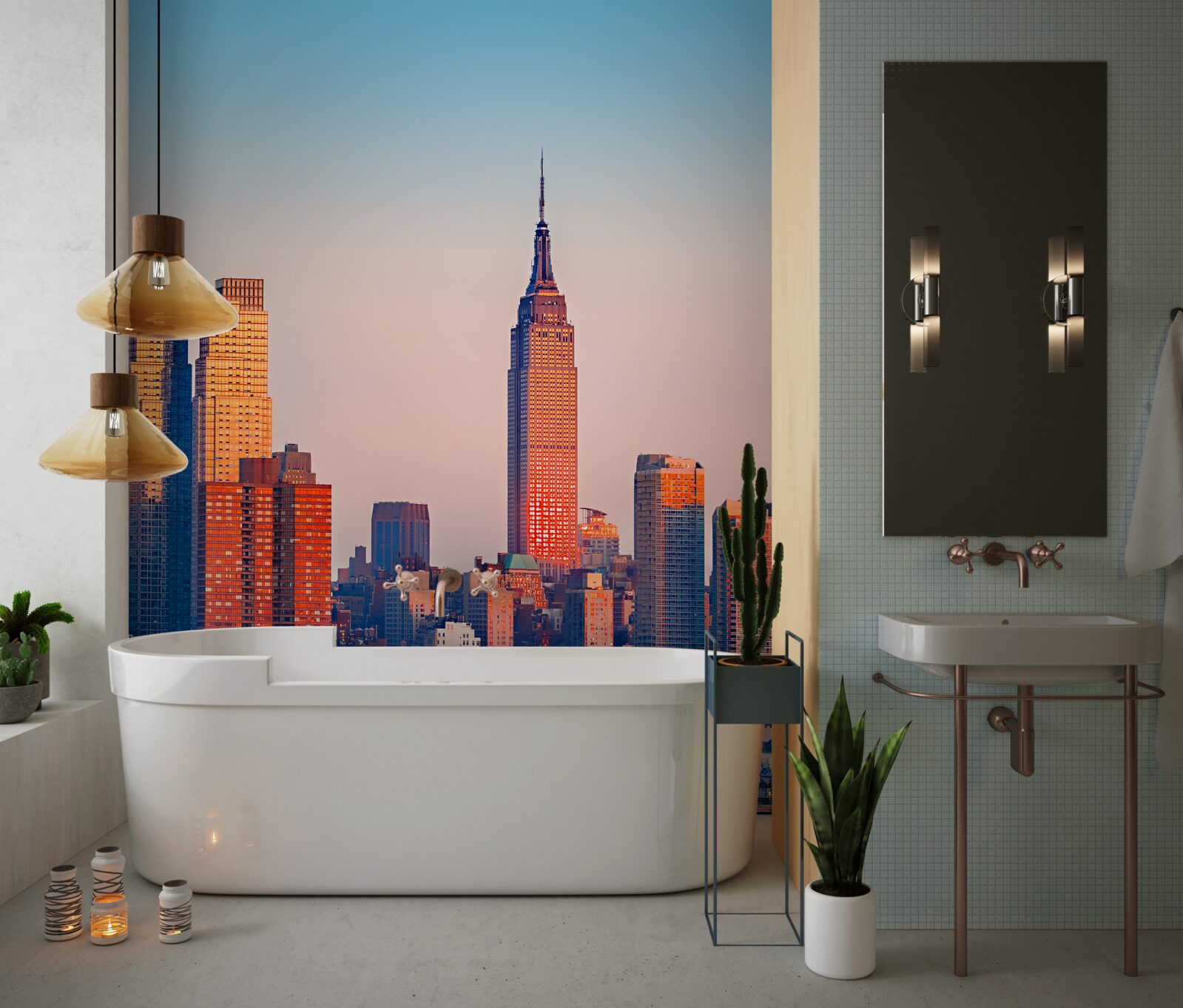 Fototapeta západ slnka padá v new yorku