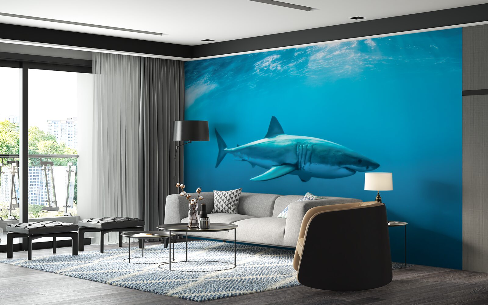 Fototapeta žralok hladný v hlbokom mori