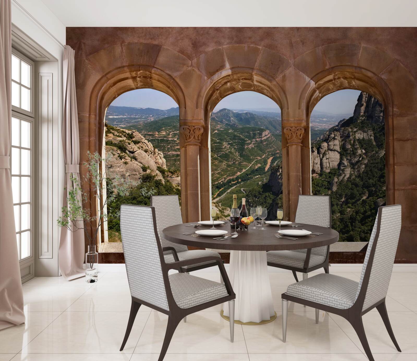 Fototapeta viadukt s výhľadom na horskú krajinu