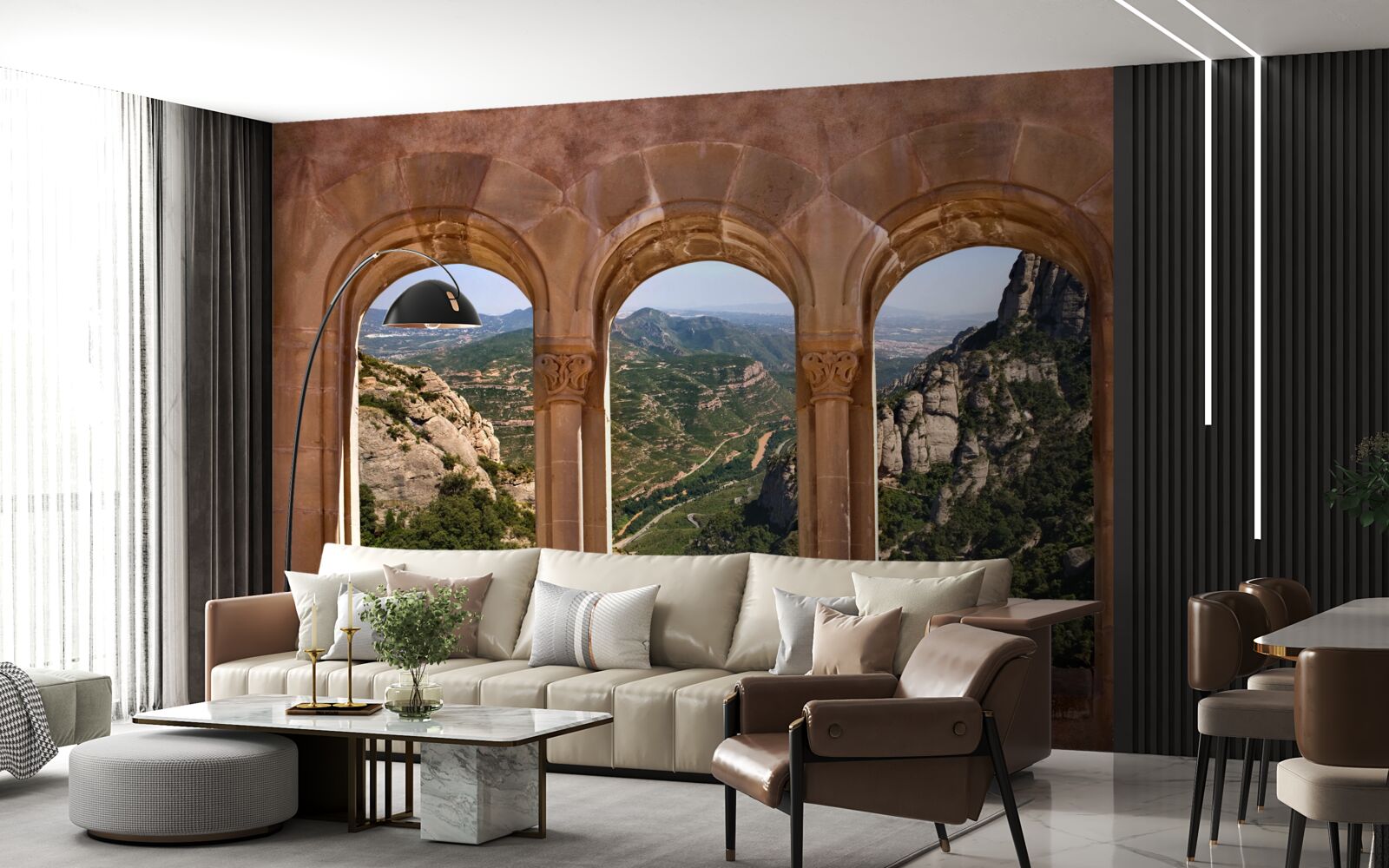 Fototapeta viadukt s výhľadom na horskú krajinu