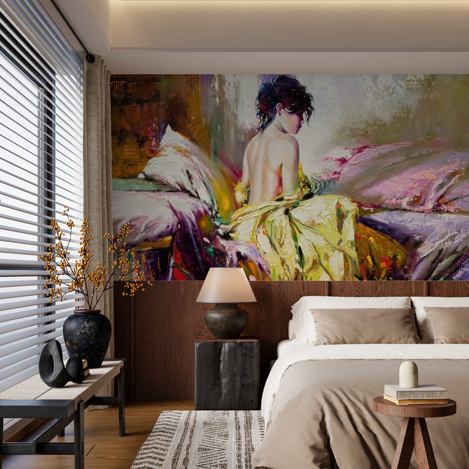 Fototapeta obrázok nahého dievčaťa je vyfarbený jesennými farbami