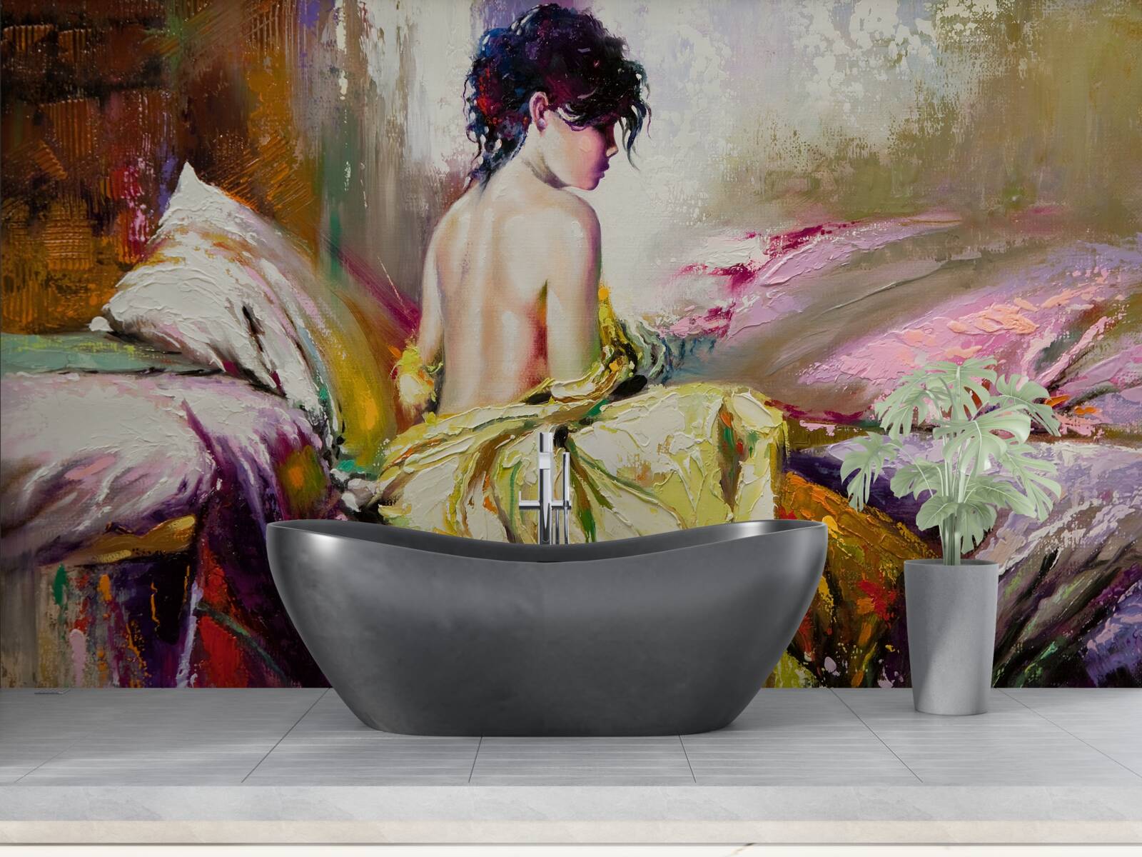 Fototapeta obrázok nahého dievčaťa je vyfarbený jesennými farbami