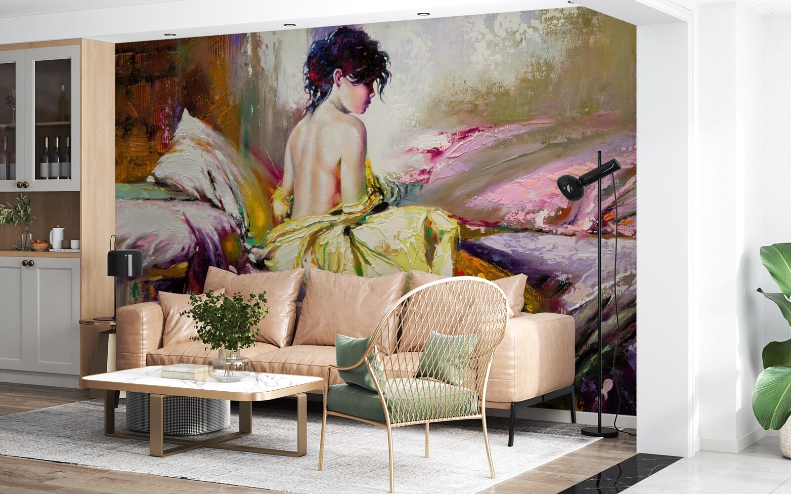 Fototapeta obrázok nahého dievčaťa je vyfarbený jesennými farbami