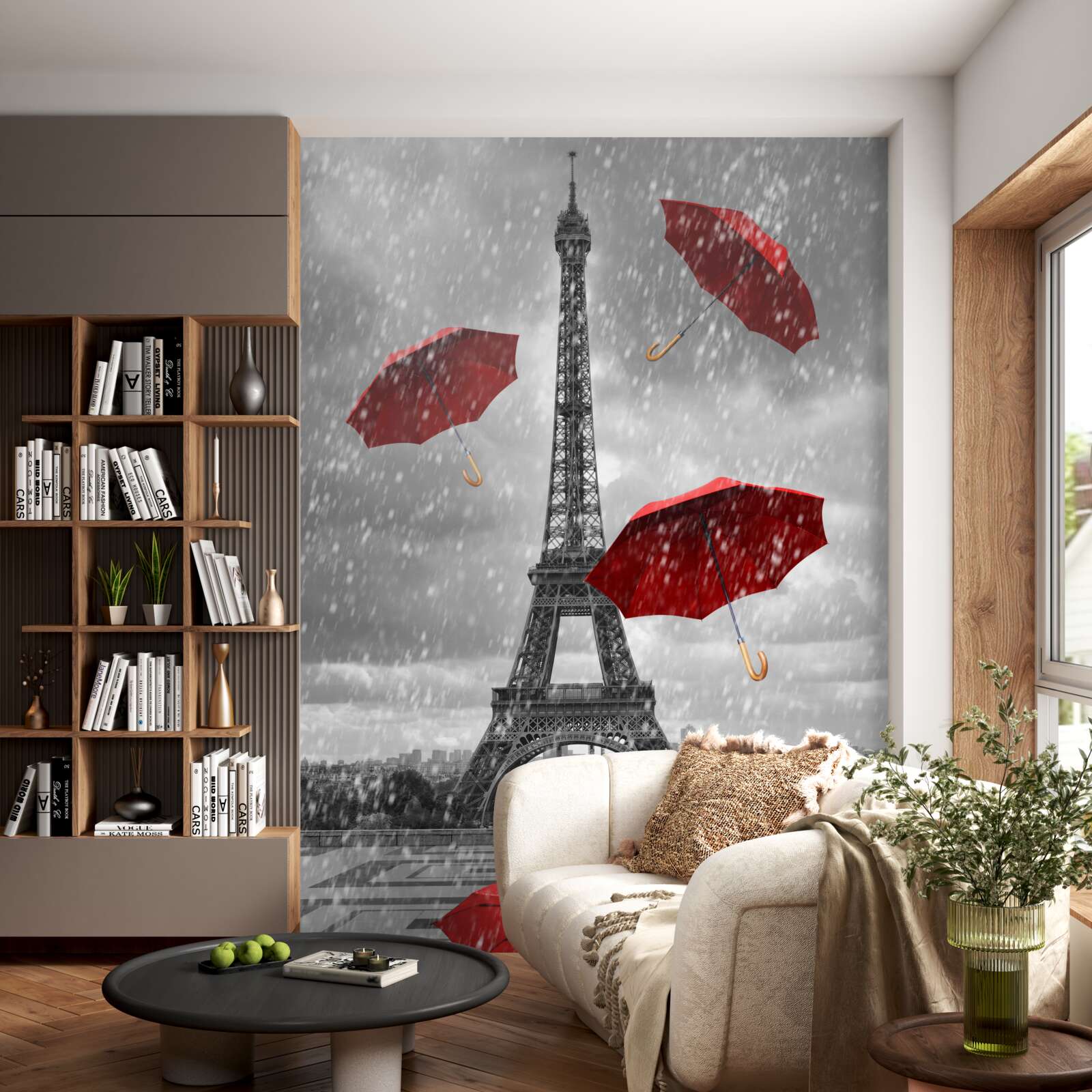 Fototapeta na námestí pred vežou sú červené dáždniky