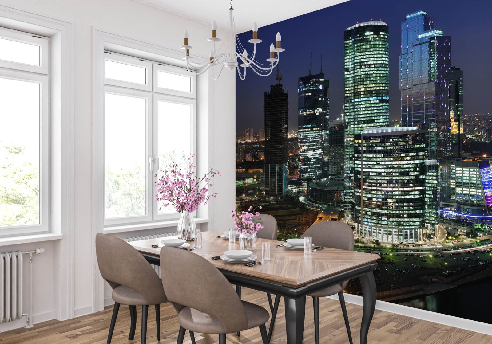 Fototapeta mestské mrakodrapy osvetlené svetlami