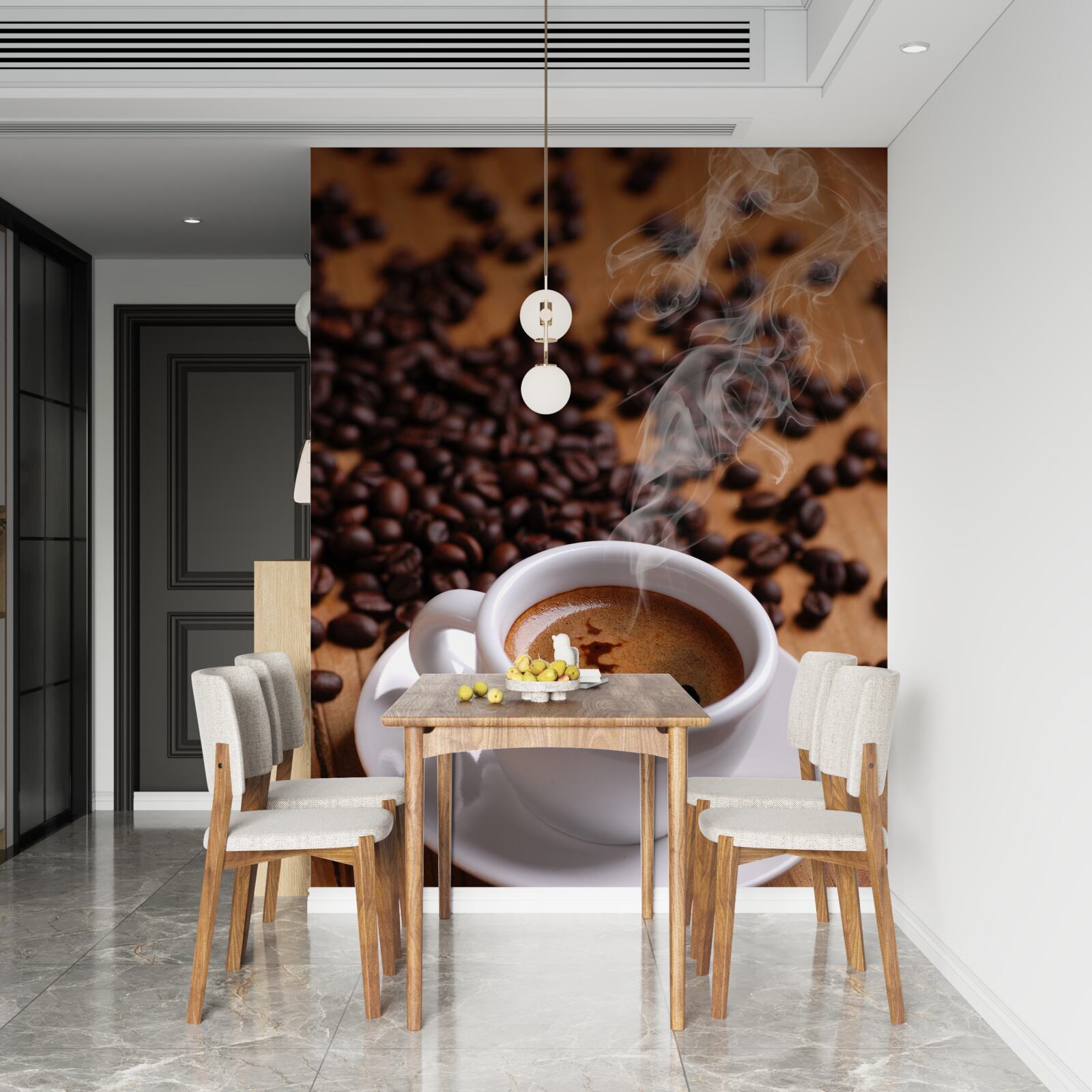 Fototapeta šálka kávy s fázami vydávajúcimi arómu