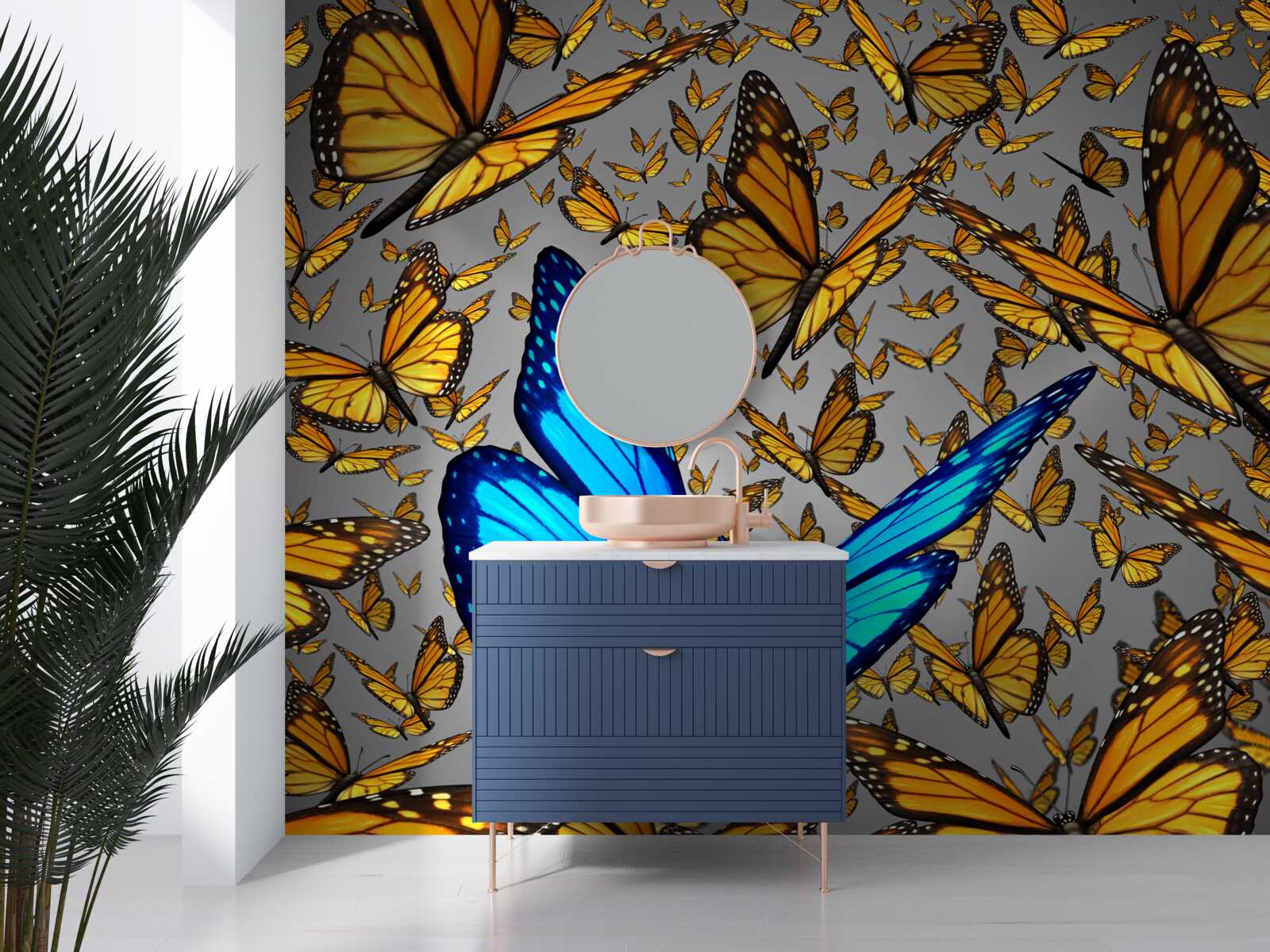 Fototapeta modrý motýľ svetlý vyčnieva zo žltých