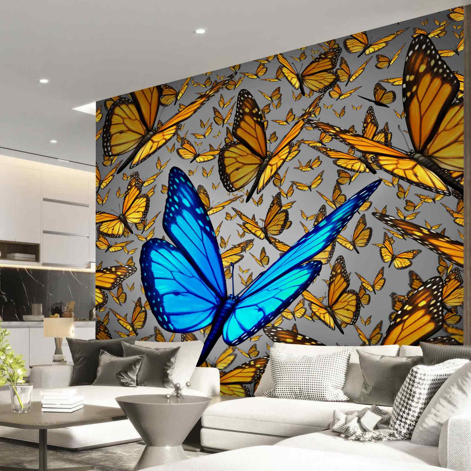 Fototapeta modrý motýľ svetlý vyčnieva zo žltých