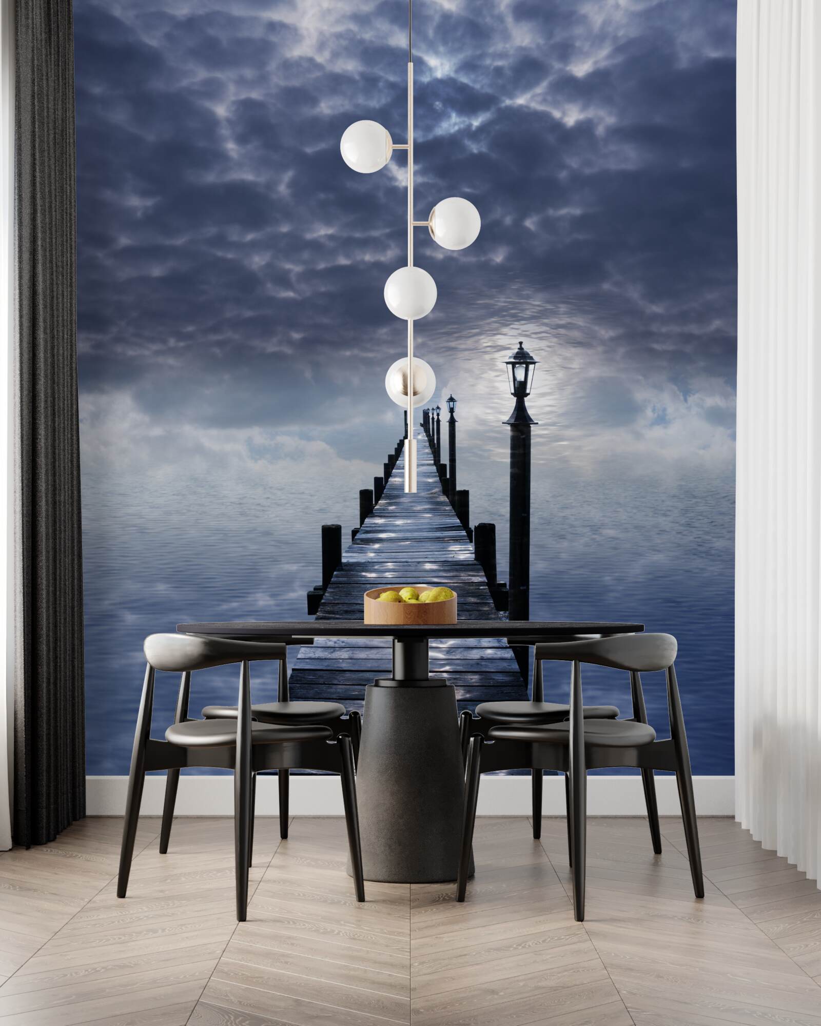 Fototapeta drevený most týčiaci sa nad vodnou hladinou