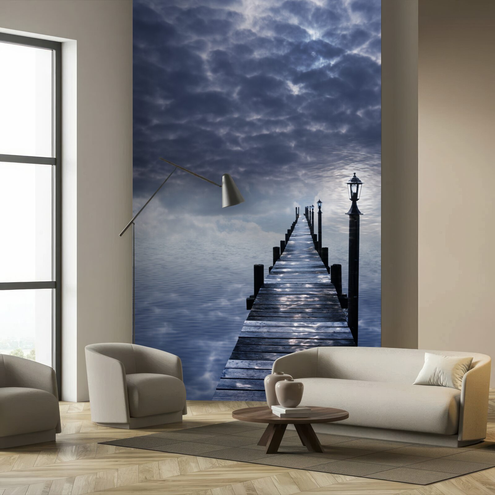 Fototapeta drevený most týčiaci sa nad vodnou hladinou