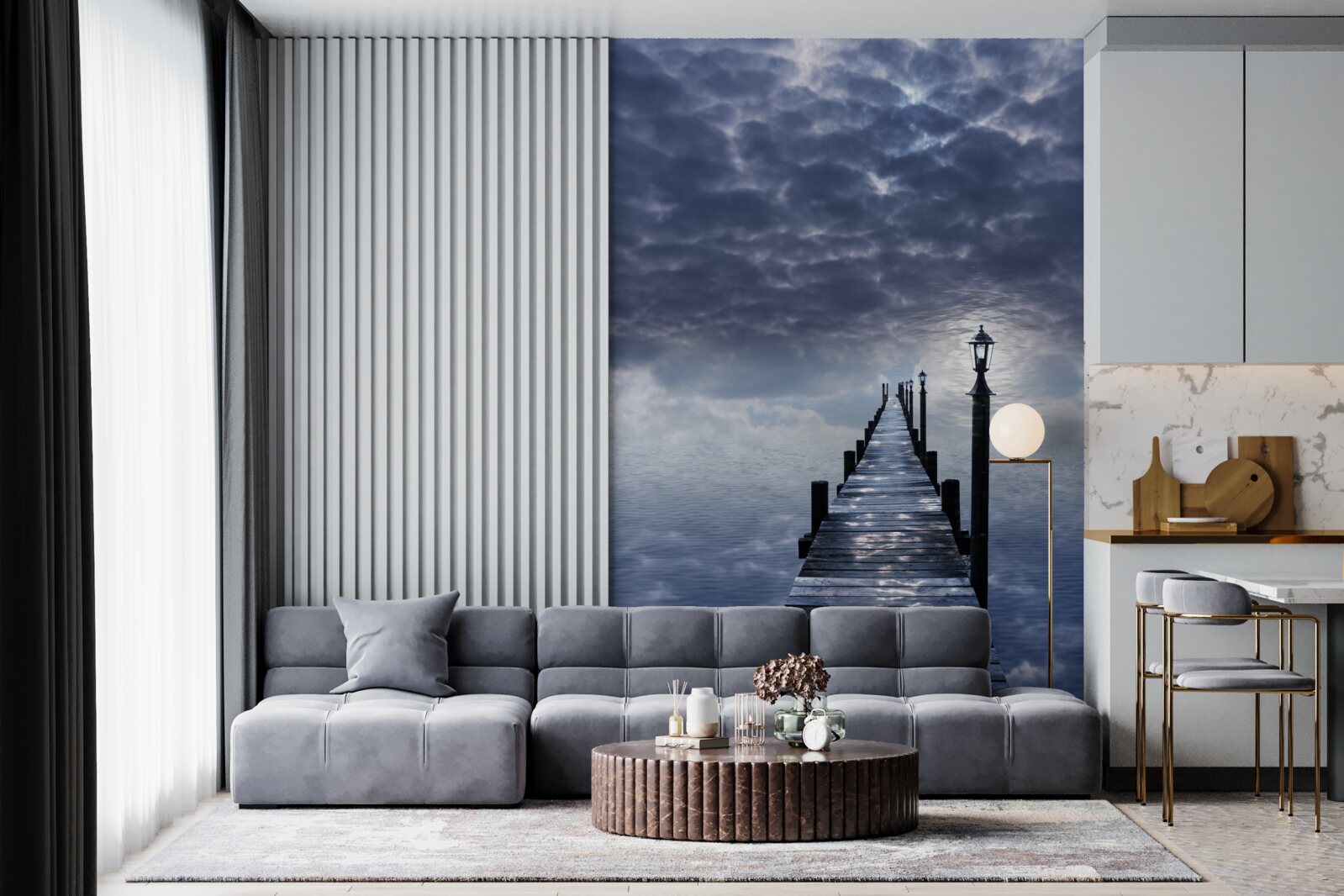 Fototapeta drevený most týčiaci sa nad vodnou hladinou