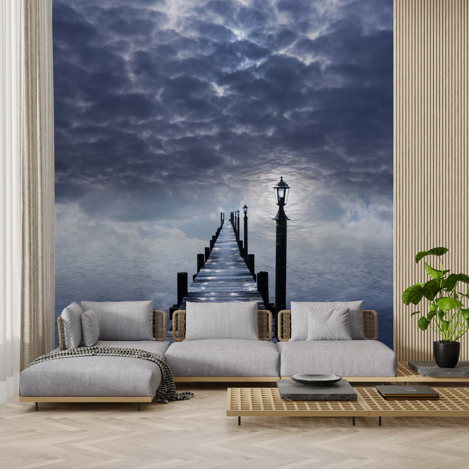 Fototapeta drevený most týčiaci sa nad vodnou hladinou