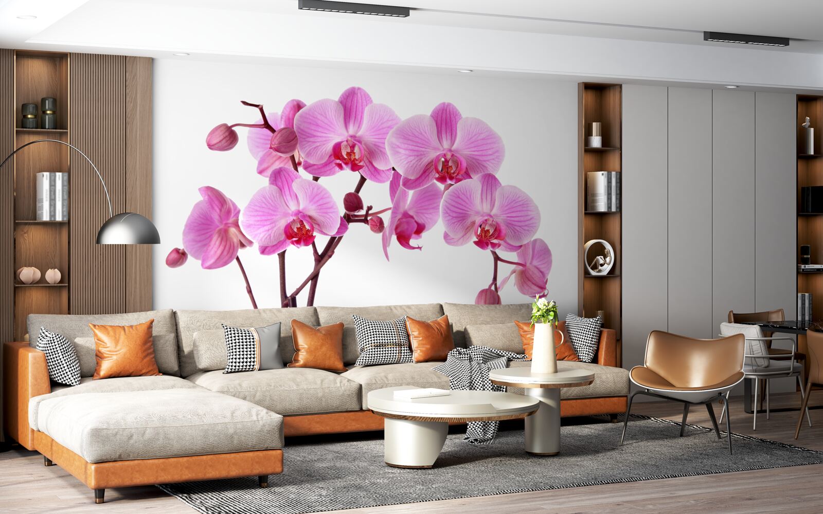 Fototapeta ružová ľalia na konári na bielom pozadí