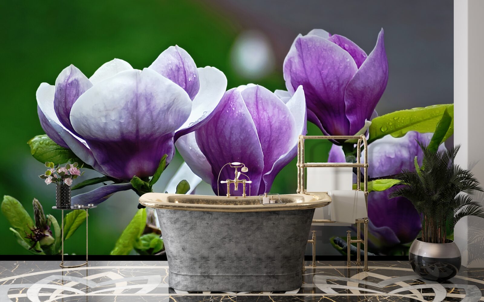 Fototapeta pôvabné kvety na smaragdových stonkách