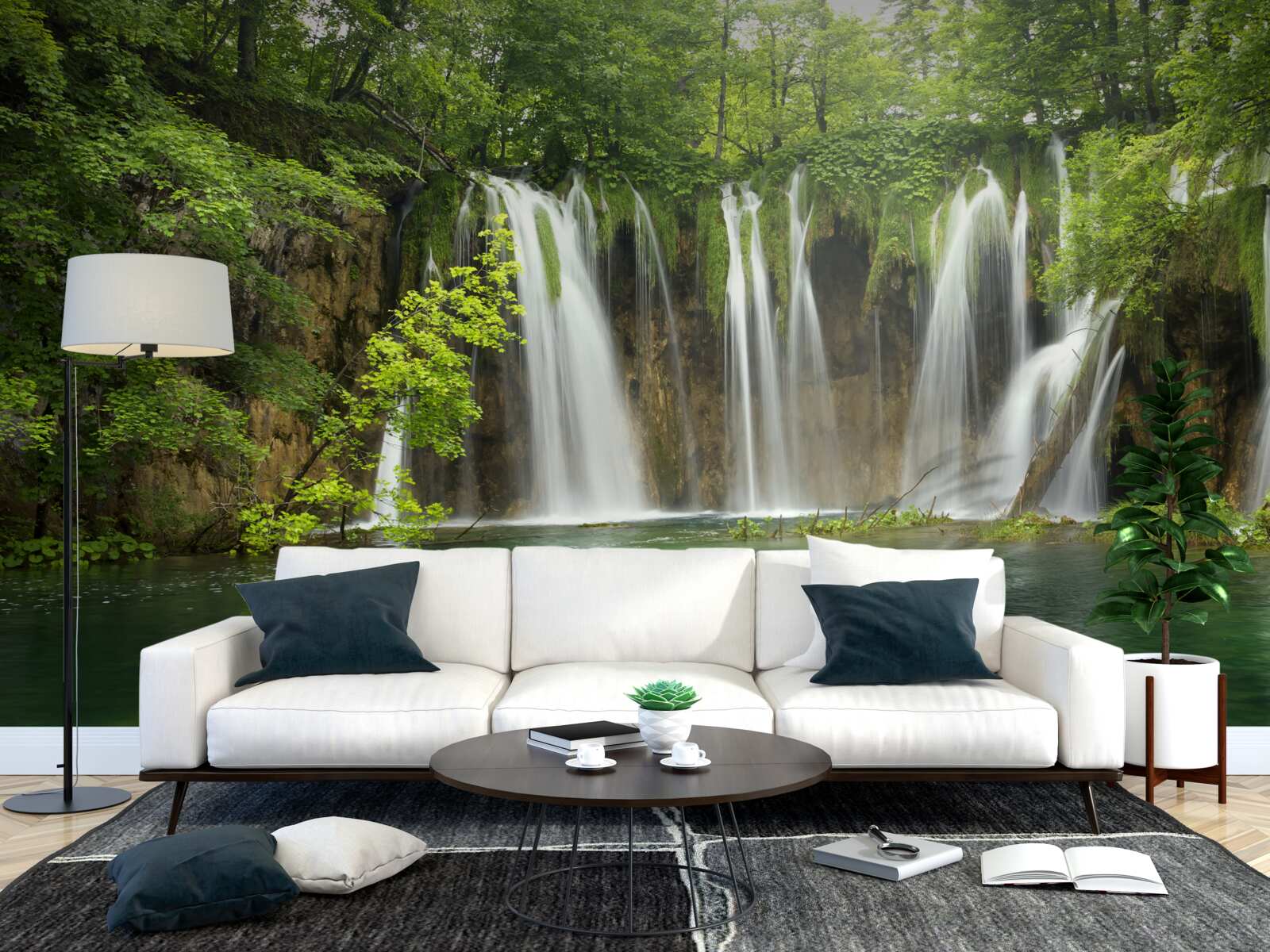 Fototapeta voda rýchlo stekala do rokliny medzi horským lesom