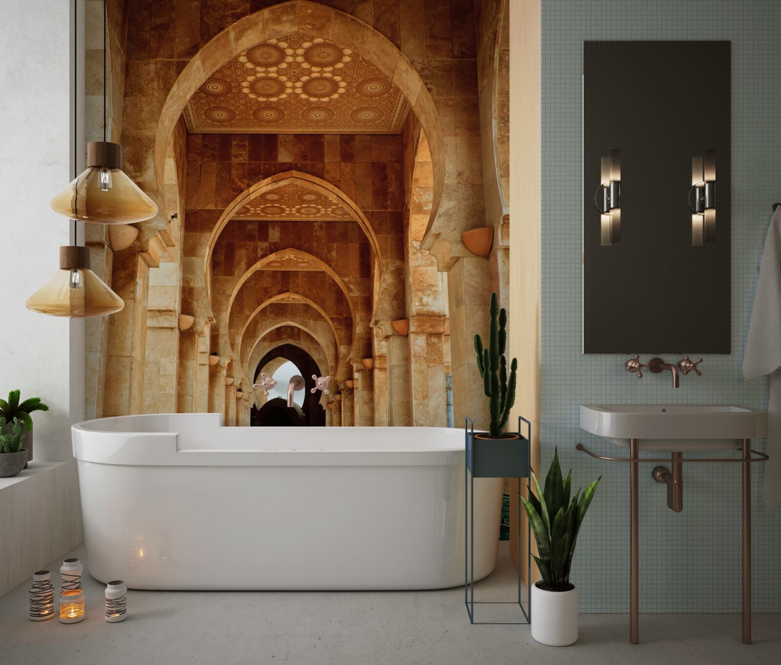 Fototapeta oblúky v orientálnom štýle s mramorovou podlahou