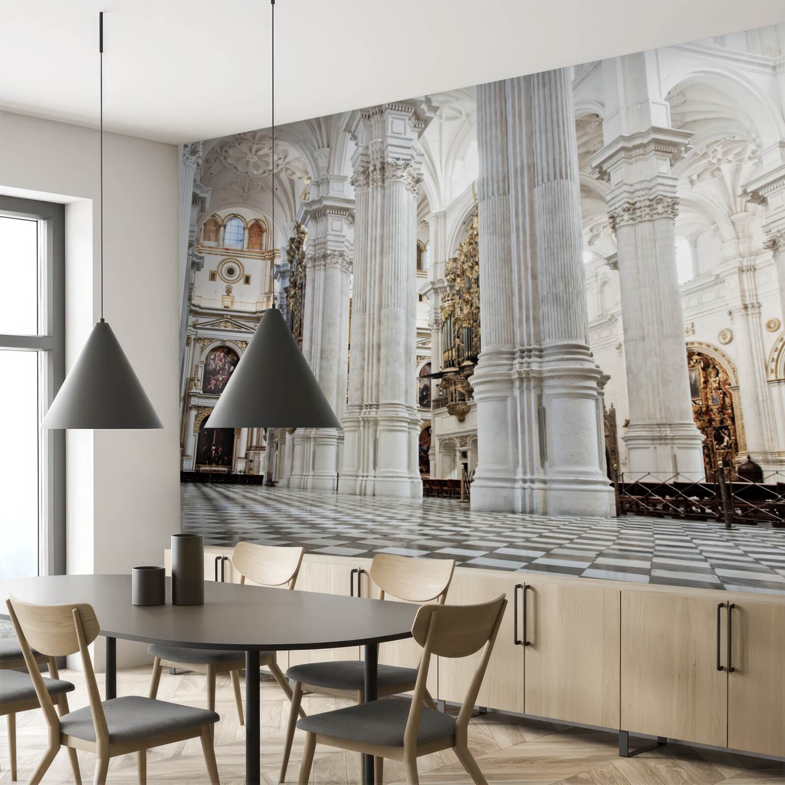 Fototapeta oblúky na vyvýšených schodoch kostola