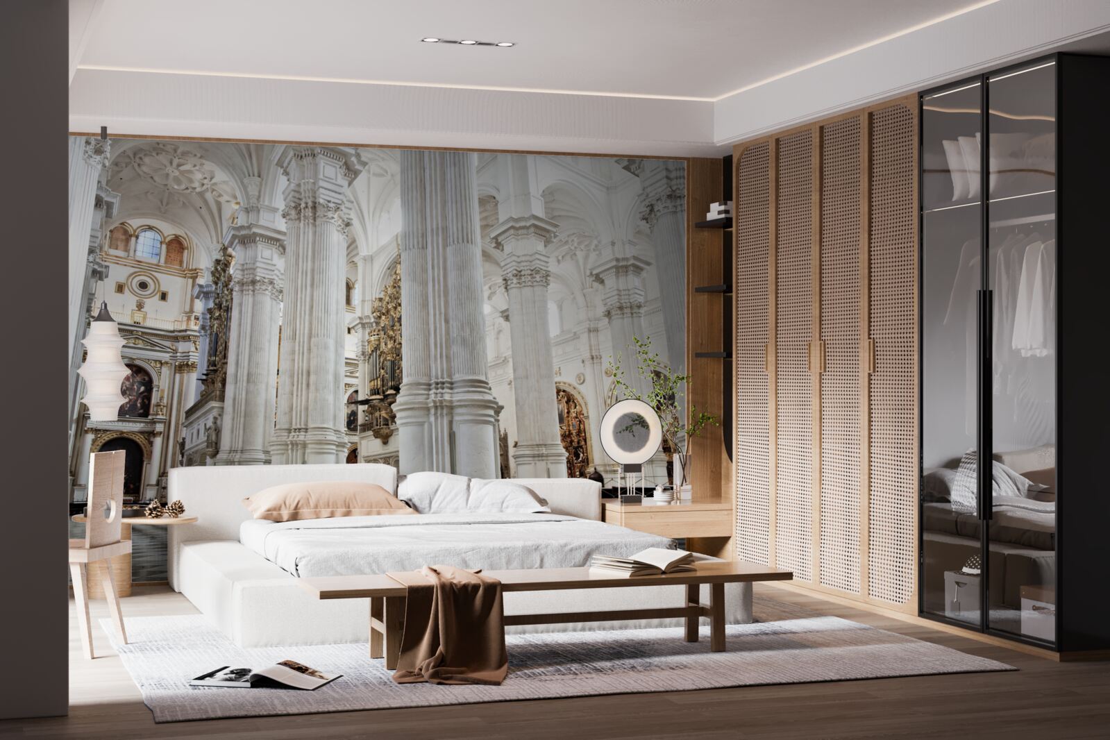 Fototapeta oblúky na vyvýšených schodoch kostola